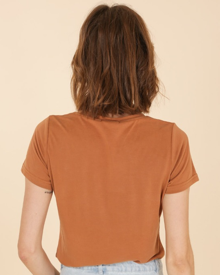 Daphnea shirt - Camel- korte mouwen