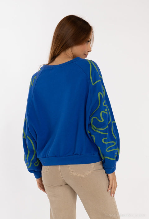 Polly sweater- blauw + groen
