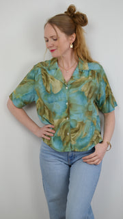 The Blue Green One - Vintage -  Blouse