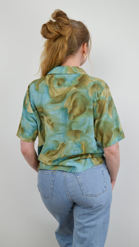 The Blue Green One - Vintage -  Blouse